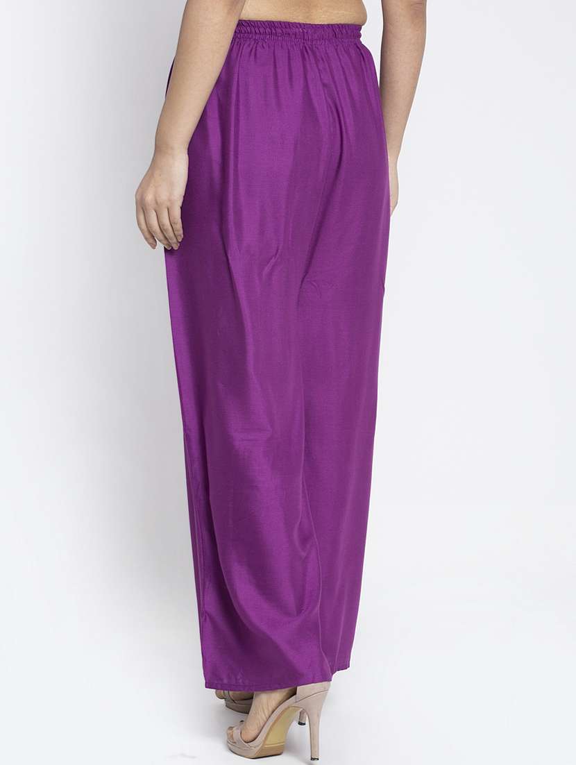 purple rayon flared palazzo - 18984176 -  Standard Image - 2