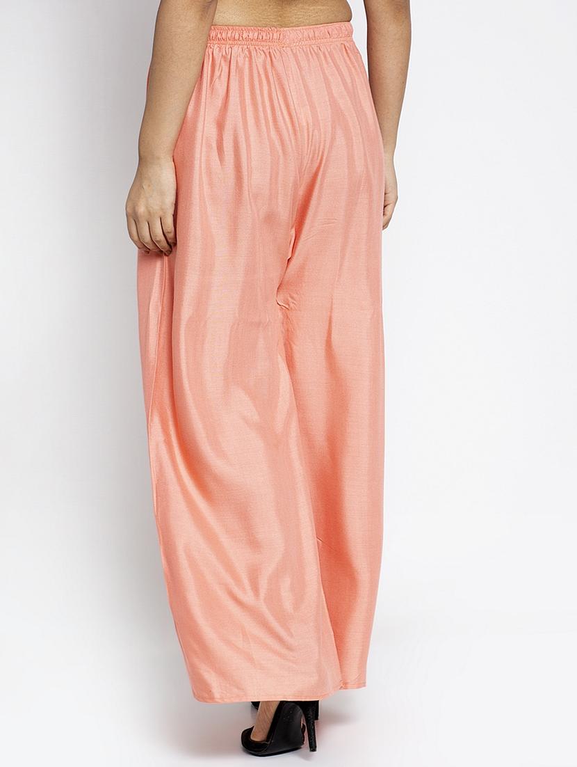 peach rayon flared palazzo - 18984180 - Standard Image - 2