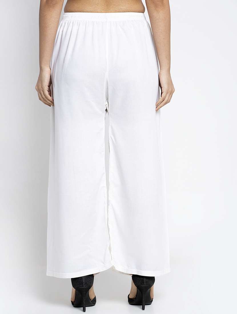 white rayon flared palazzo - 18984186 - Standard Image - 2