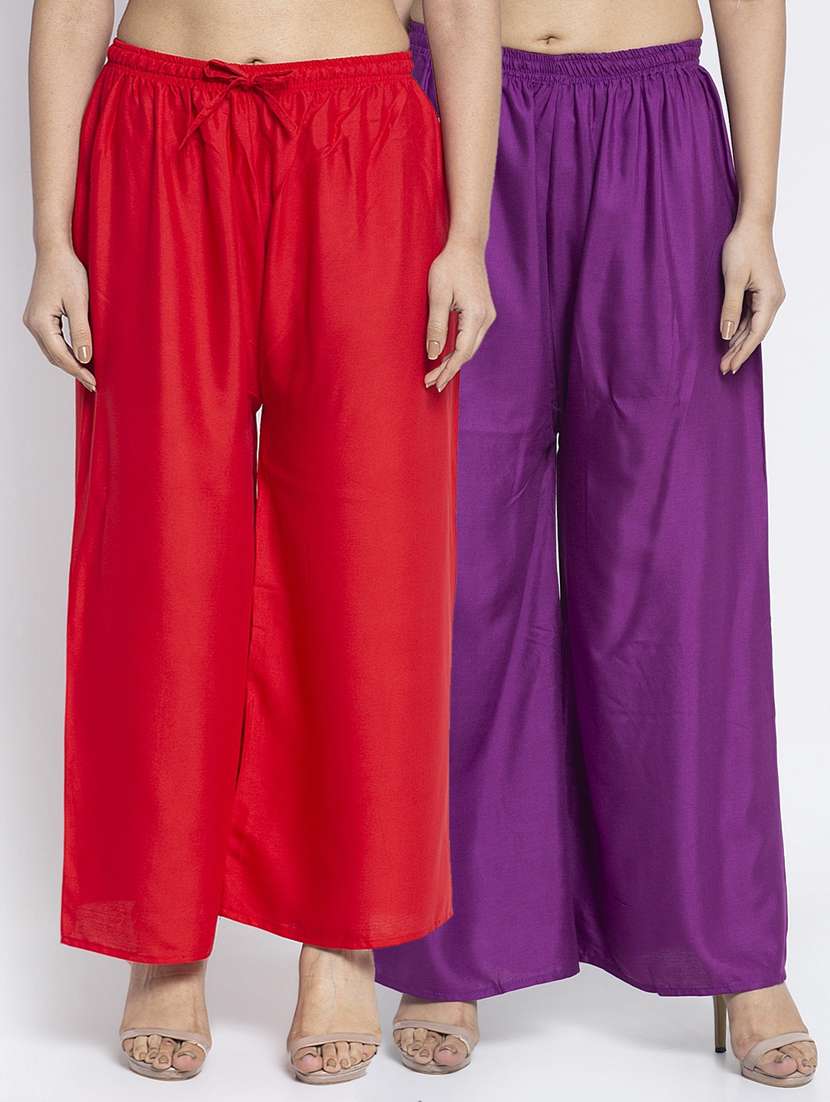 pack of 2 solid flared palazzo