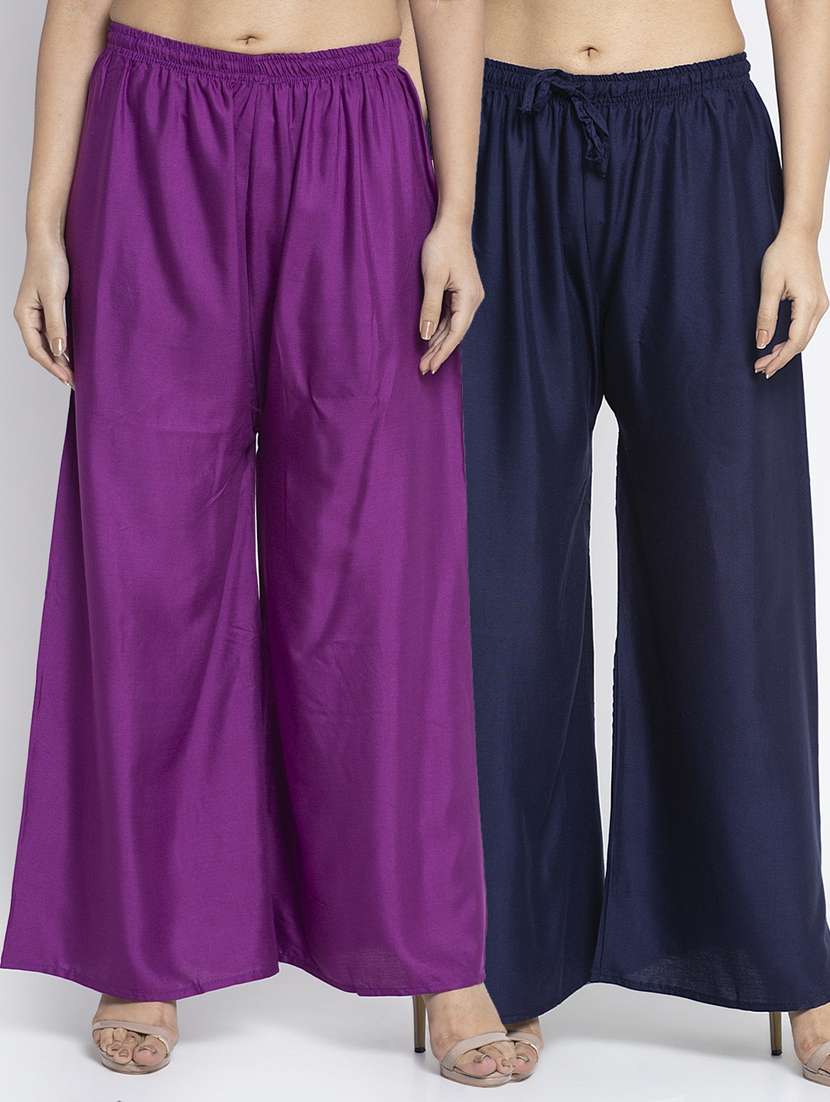 pack of 2 solid flared palazzo