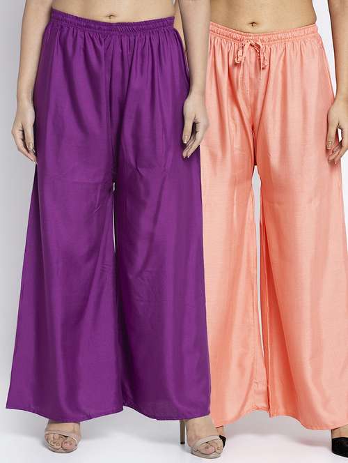 pack of 2 solid flared palazzo - 18984401 -  Standard Image - 0