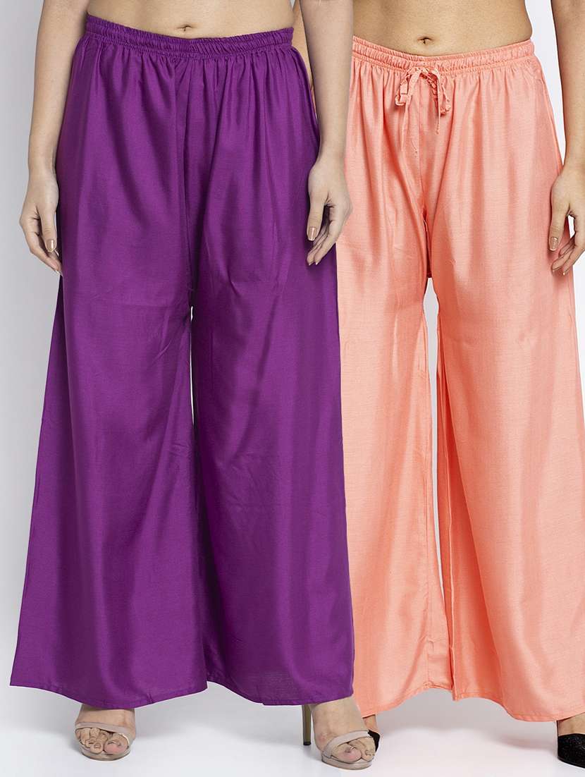 pack of 2 solid flared palazzo
