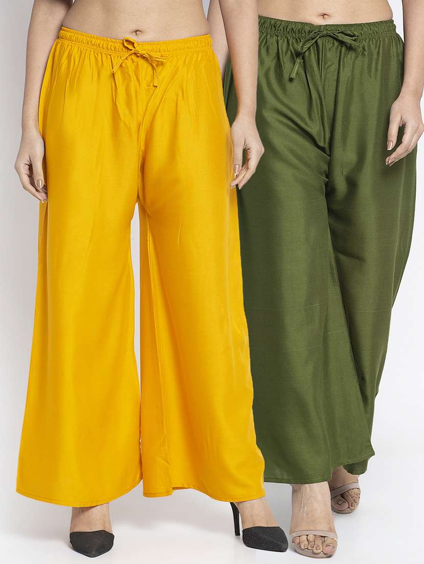 pack of 2 solid flared palazzo