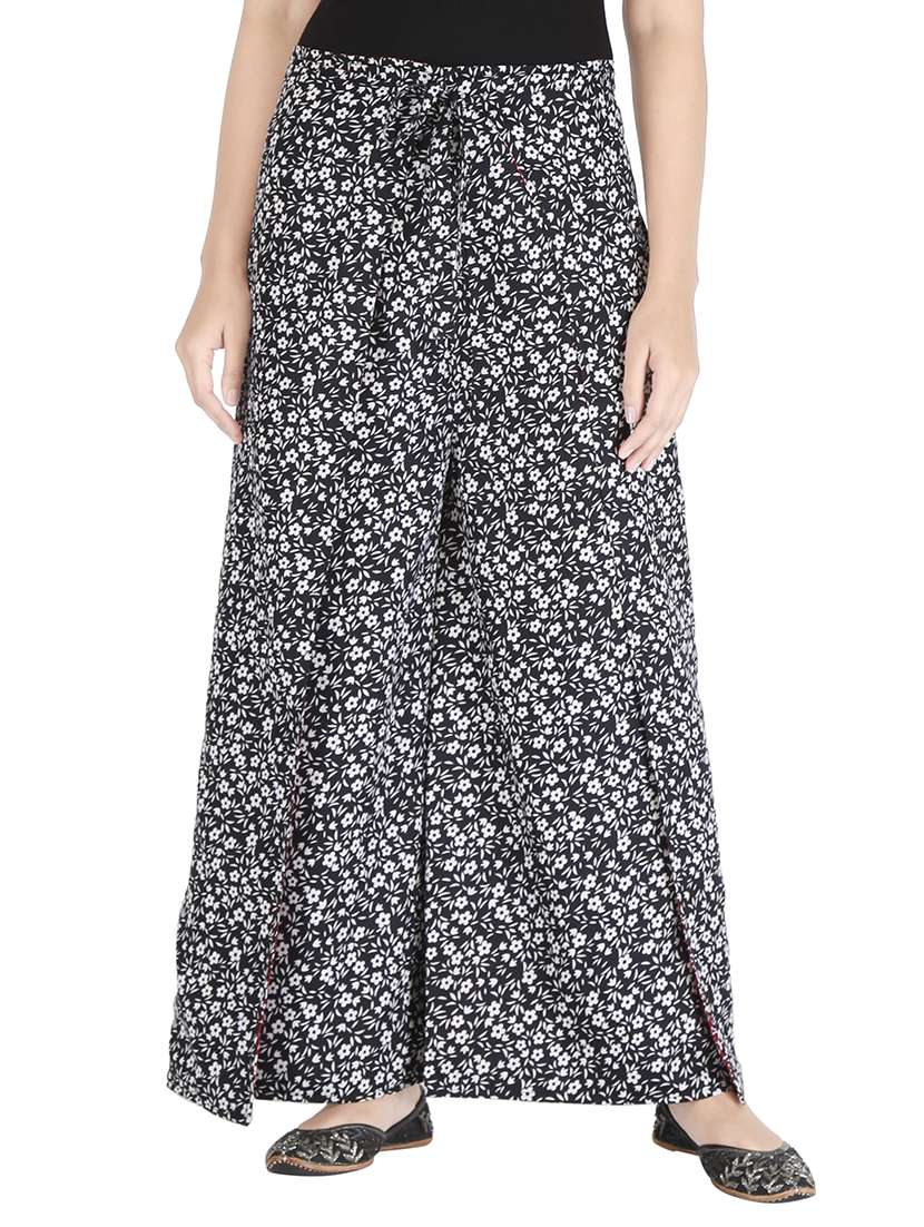 black printed palazzo