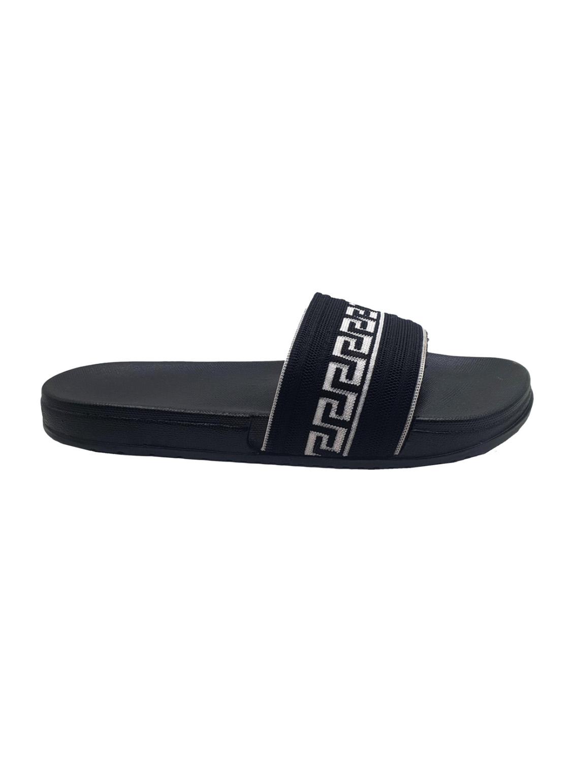 black synthetic & mesh slip on flip flops - 19010302 - Standard Image - 2