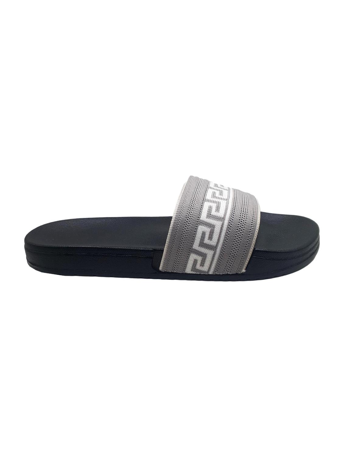 grey synthetic & mesh slip on flip flops - 19010303 - Standard Image - 2