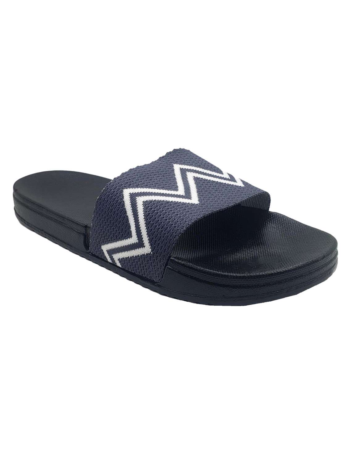 grey synthetic & mesh slip on flip flops