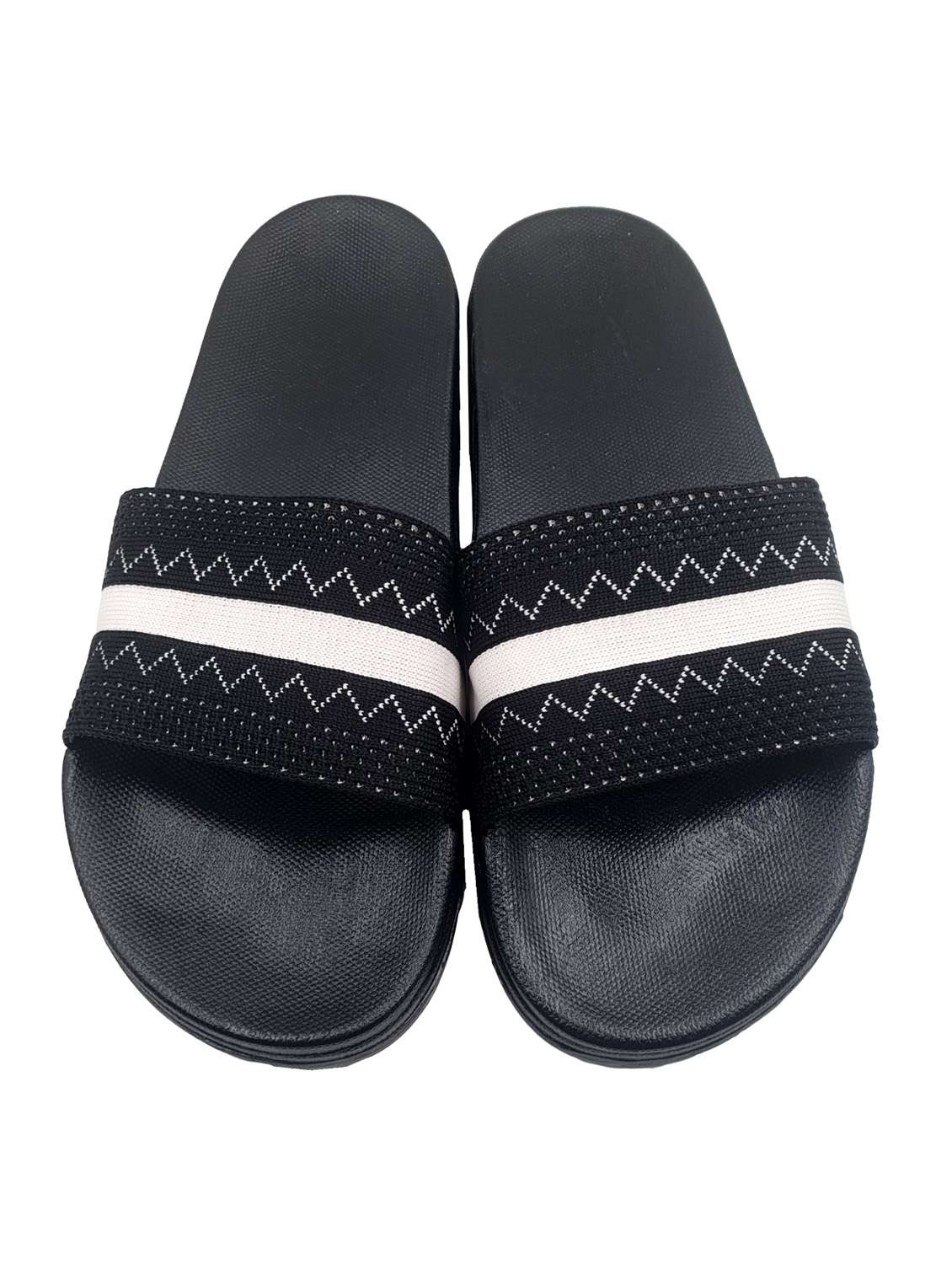 black synthetic & mesh slip on flip flops - 19010320 - Standard Image - 2