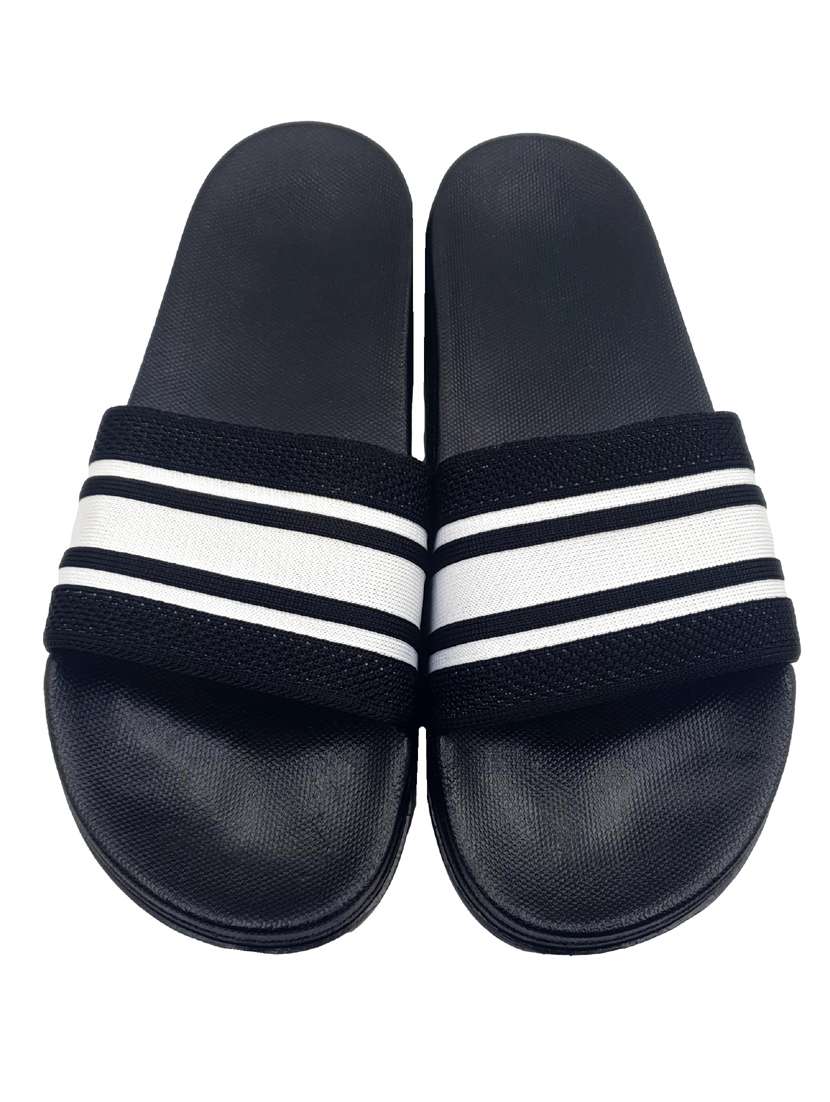 black synthetic & mesh slip on flip flops - 19010326 - Standard Image - 2