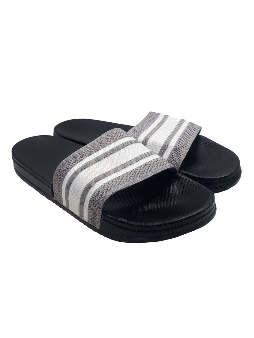 grey synthetic & mesh slip on flip flops - 19010327 -  Standard Image - 2