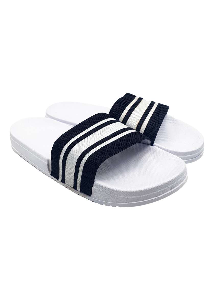 white synthetic & mesh slip on flip flops - 19010328 - Standard Image - 2