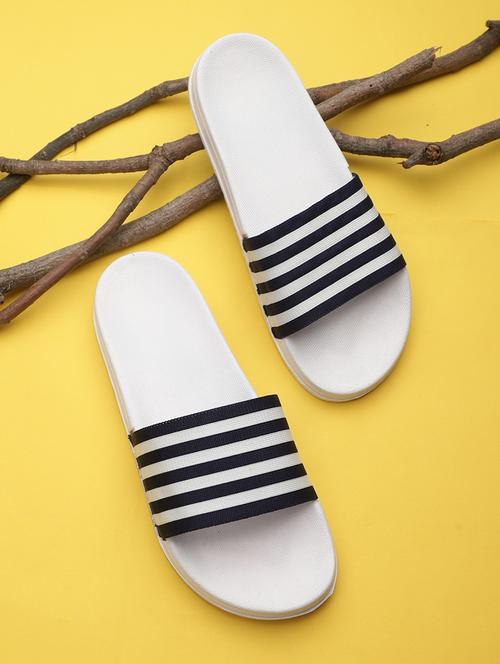 black synthetic & mesh slip on flip flops - 19010334 -  Standard Image - 0