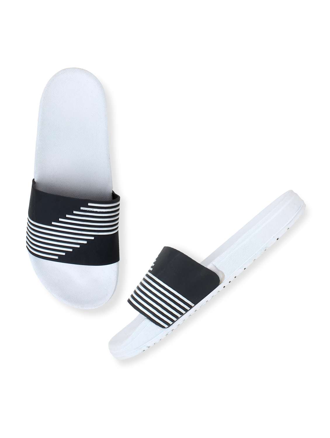 white synthetic & mesh slip on flip flops - 19010349 -  Standard Image - 2