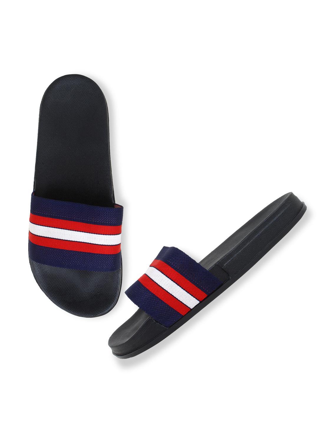 blue synthetic & mesh slip on flip flops - 19010357 - Standard Image - 2