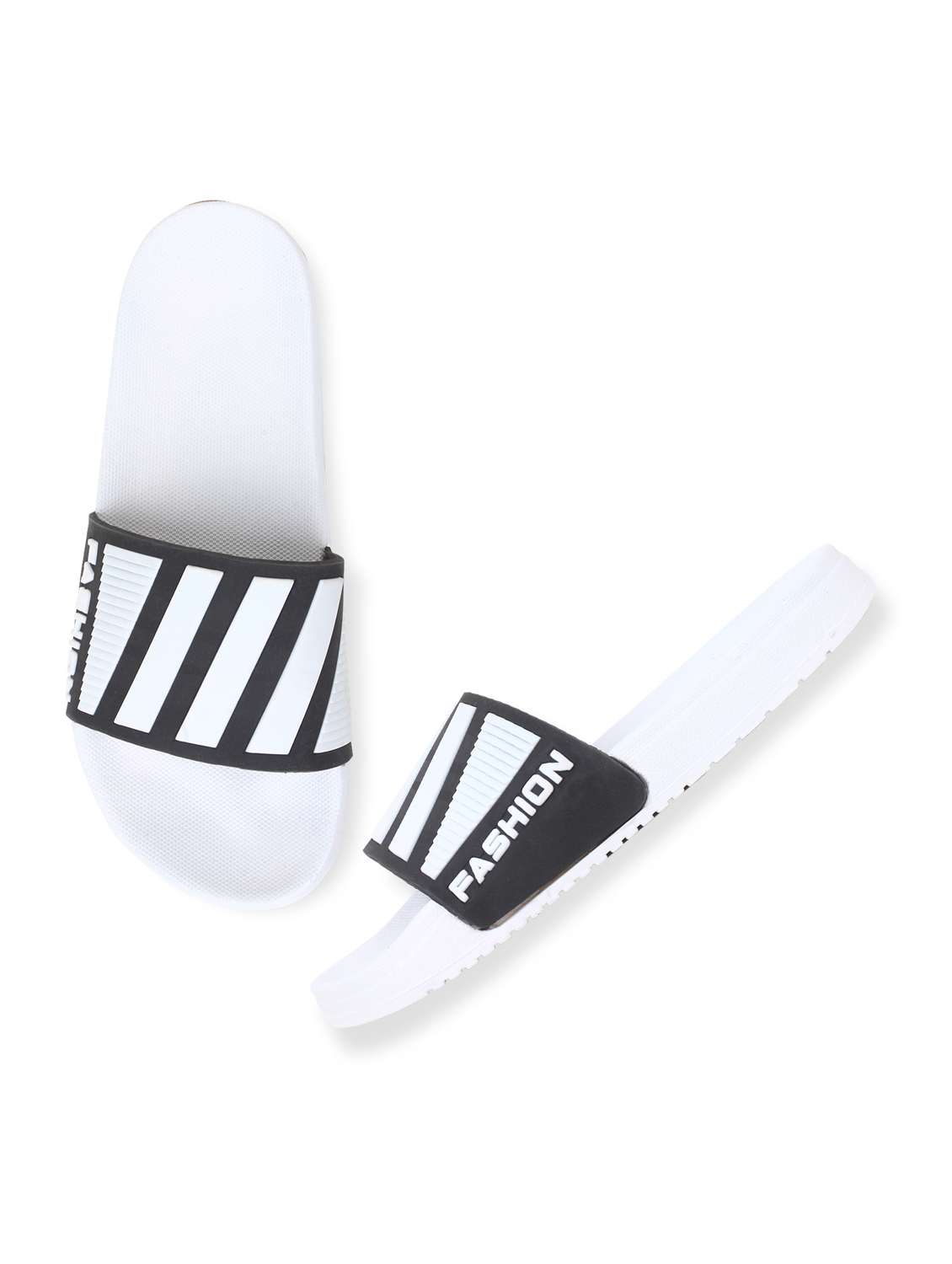 white synthetic & mesh slip on flip flops - 19010359 -  Standard Image - 2
