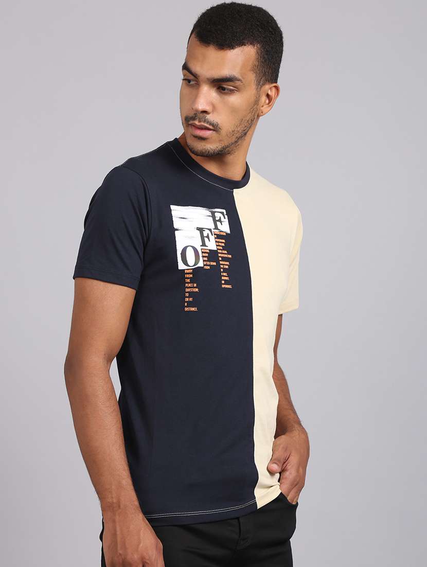 round neck color block t-shirt - 19010479 - Standard Image - 2