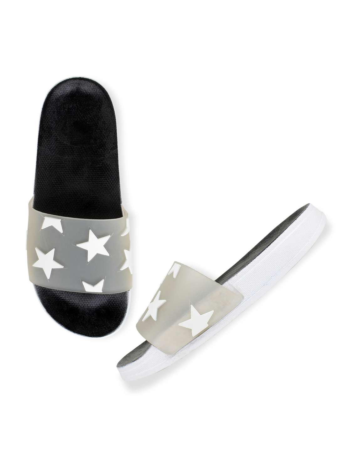 black printed slip on flip flop - 19020835 - Standard Image - 2