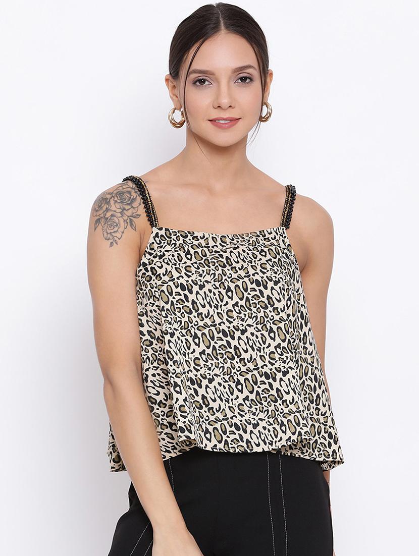 square neck animal printed regular top - 19036269 -  Zoom Image - 0