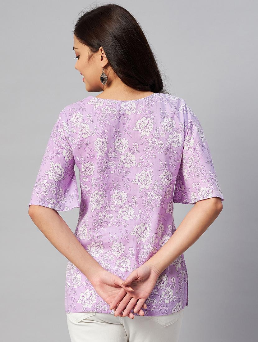 purple printed regular top - 19039310 - Standard Image - 2