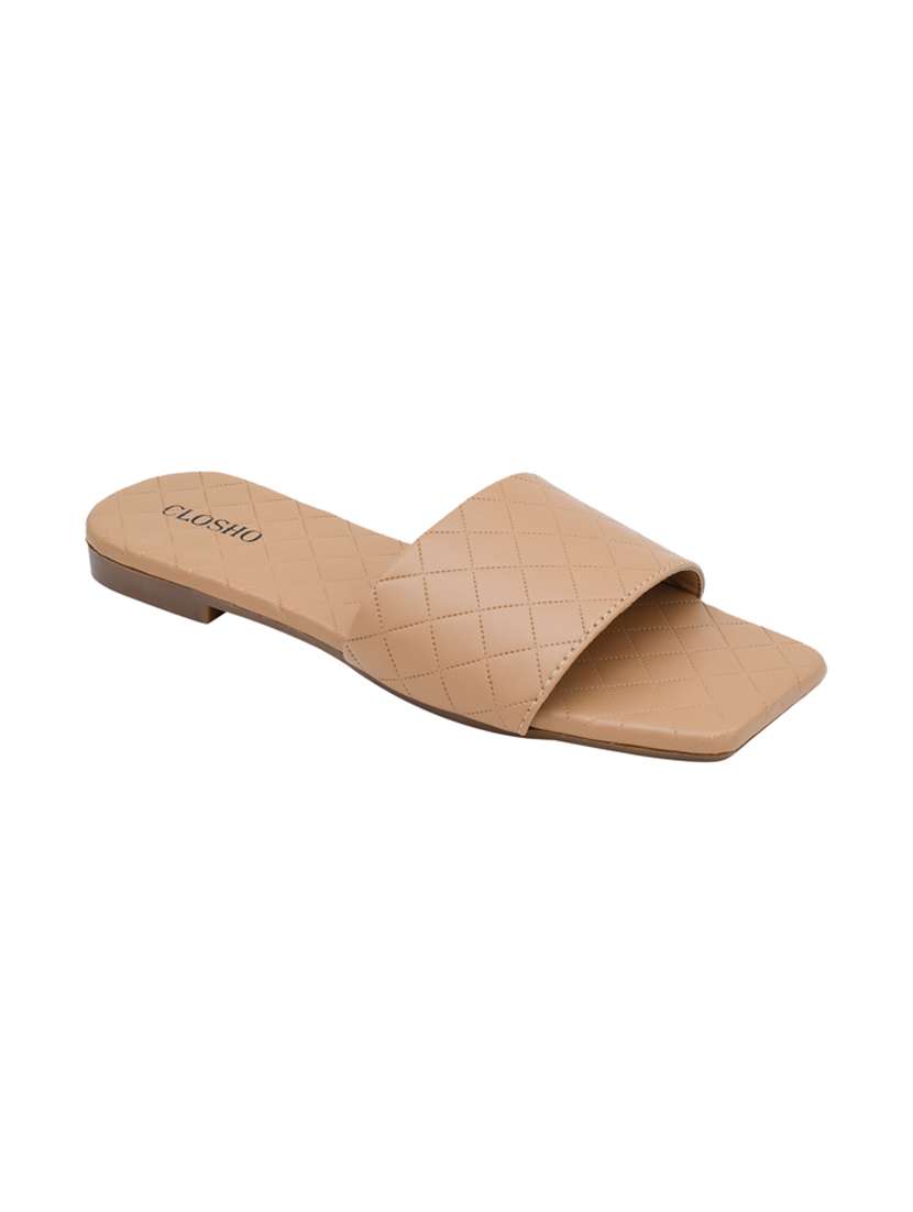 beige slip on sandal
