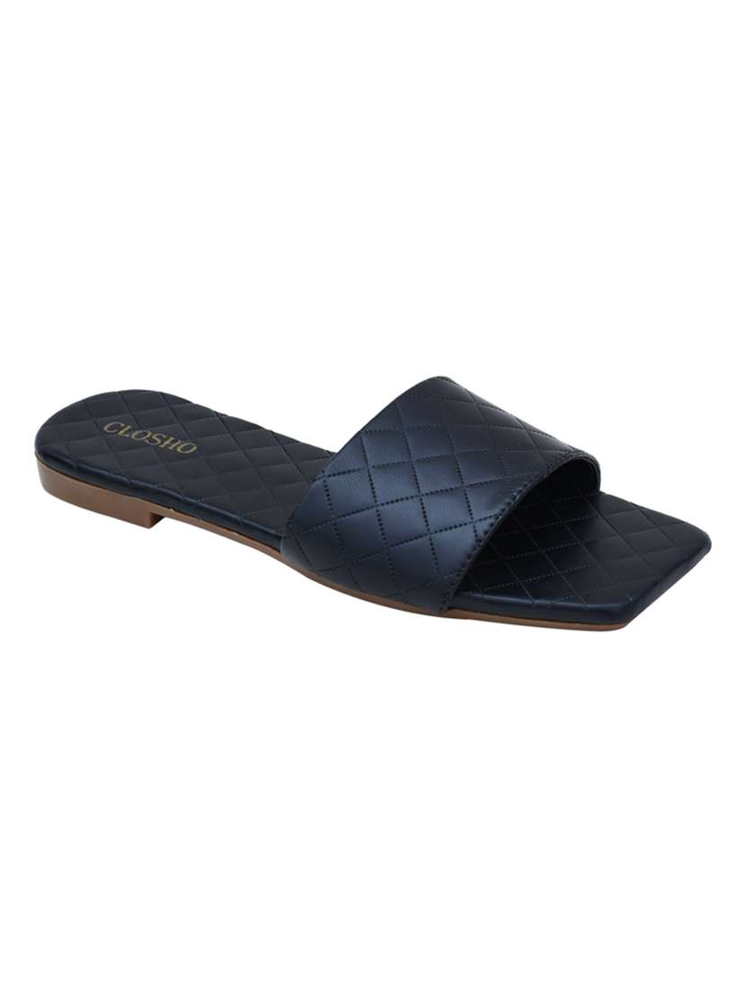 black slip on sandal