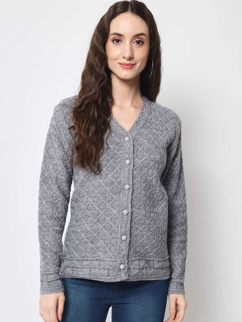 grey solid cardigan