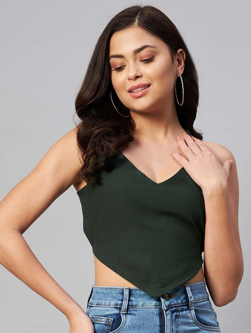 women's crop v neck top - 19077675 - Zoom Image - 0