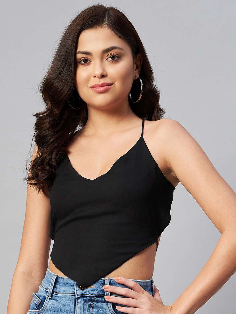 women's crop shoulder strap top