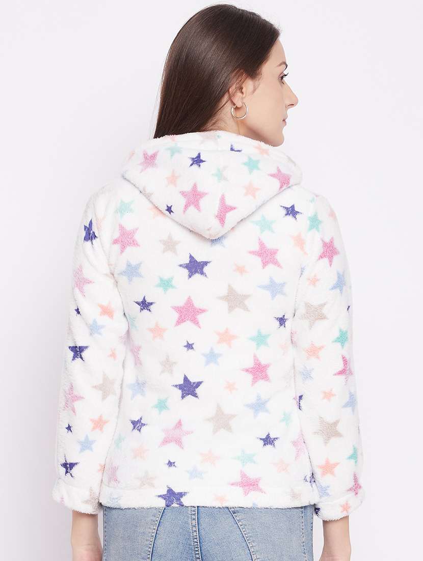 white coloured printed sweatshirt - 19082159 -  Standard Image - 2