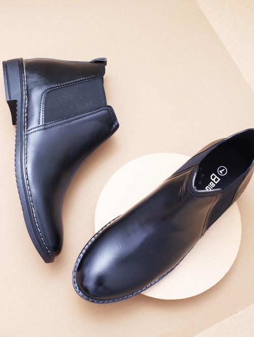men black slip on high ankle boots - 19082603 - Standard Image - 0