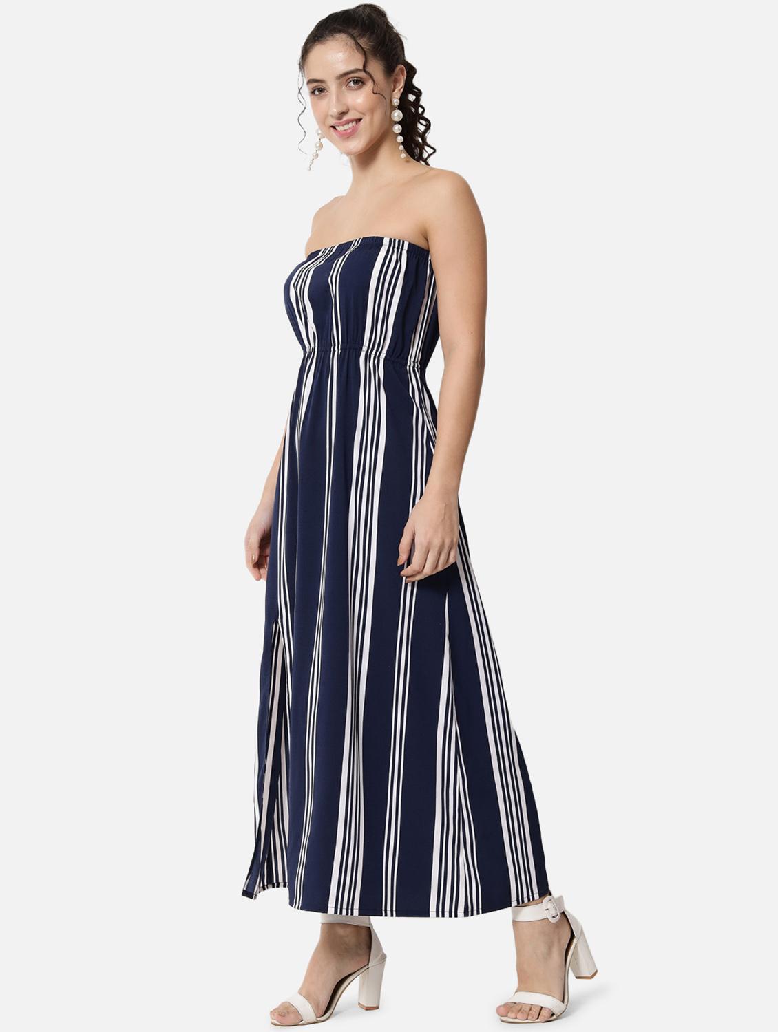 side slit striped tube dress - 19082722 - Standard Image - 2