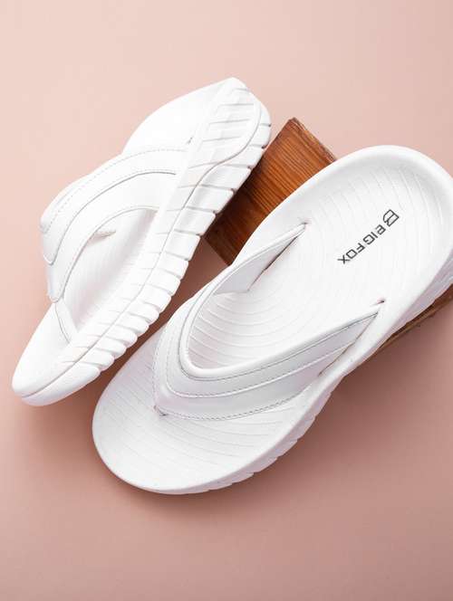 White Pu Slip On Slippers