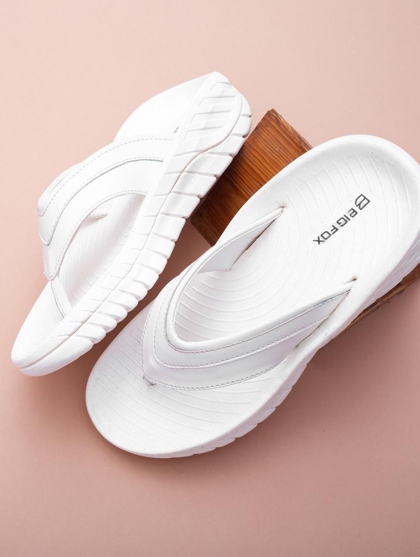 white pu slip on slippers - 19082727 -  Zoom Image - 0