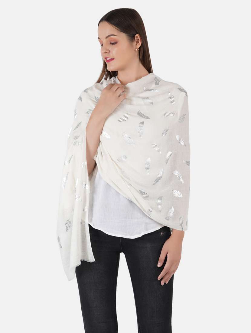 women's foil print print stole