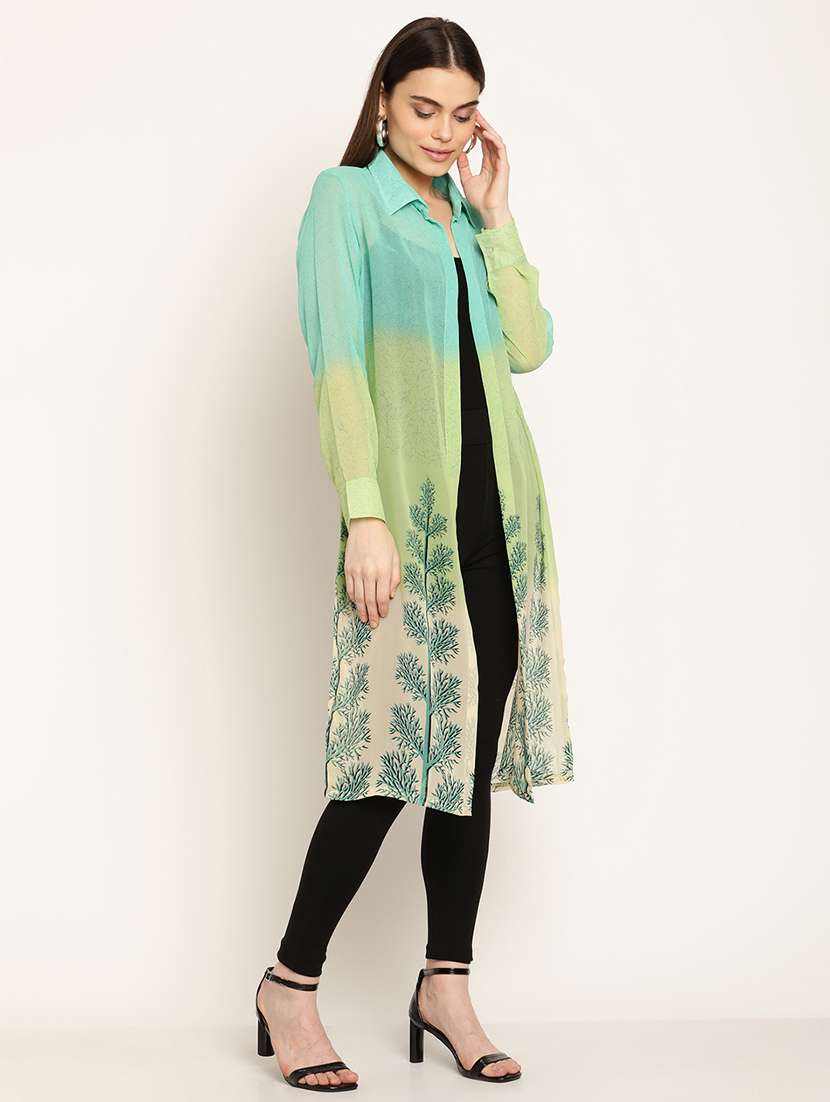 green georgette printed shrug  - 19082911 -  Standard Image - 2