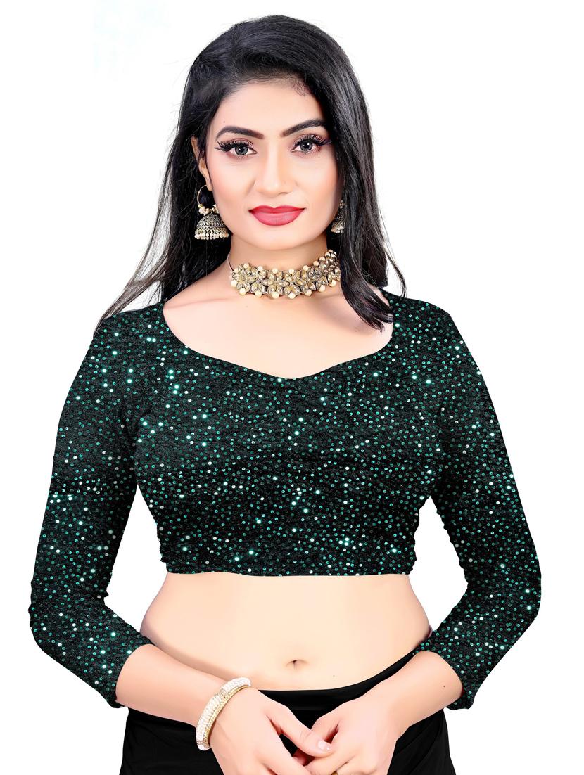 green lycra set saree - 19082934 - Standard Image - 2