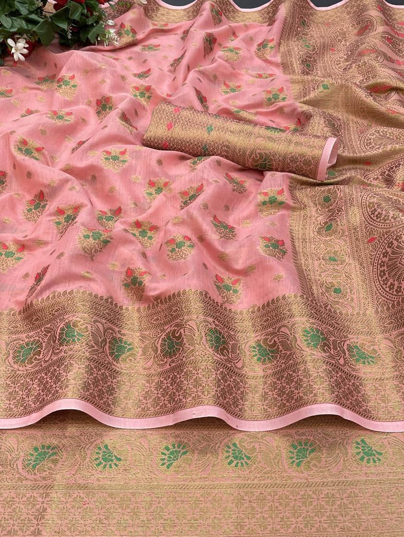 pink cotton silk set saree with blouse - 19082936 - Standard Image - 2