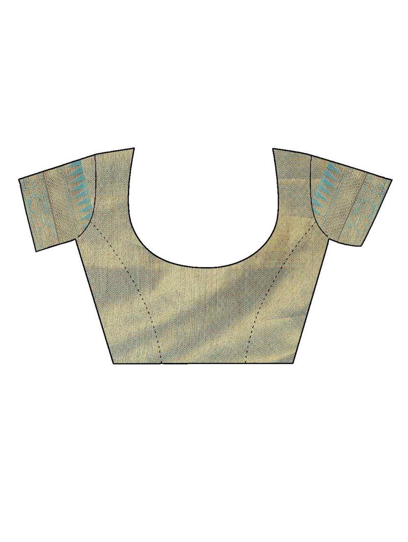 blue cotton silk set saree with blouse - 19082996 - Standard Image - 2