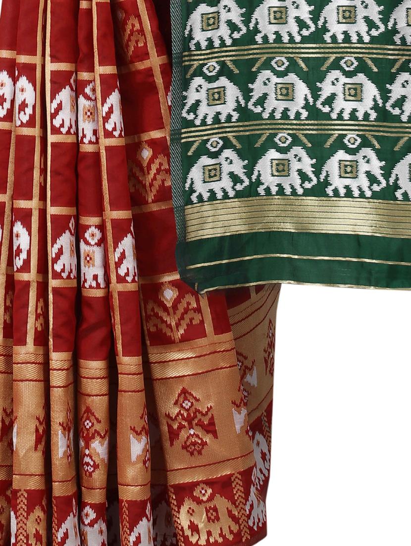 red georgette set saree with blouse - 19083032 - Standard Image - 2