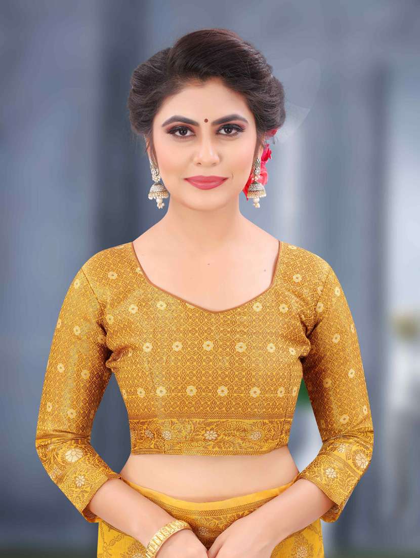 yellow cotton silk set saree - 19083056 - Standard Image - 2