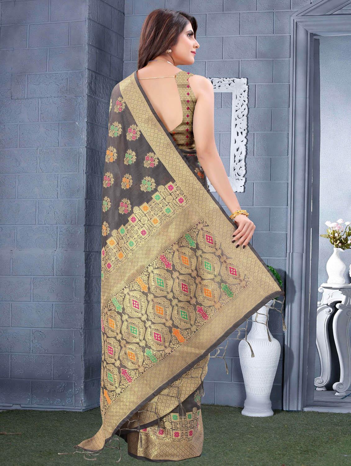 self design zari work woven saree - 19083067 - Standard Image - 2