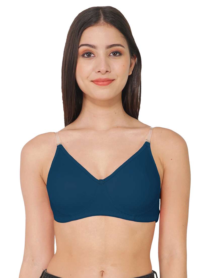 blue solid backless bra