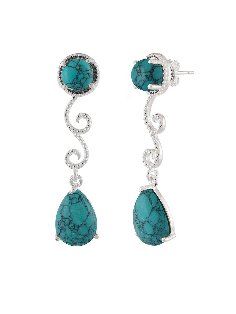 blue silver plated drop earring - 19085231 - Standard Image - 2