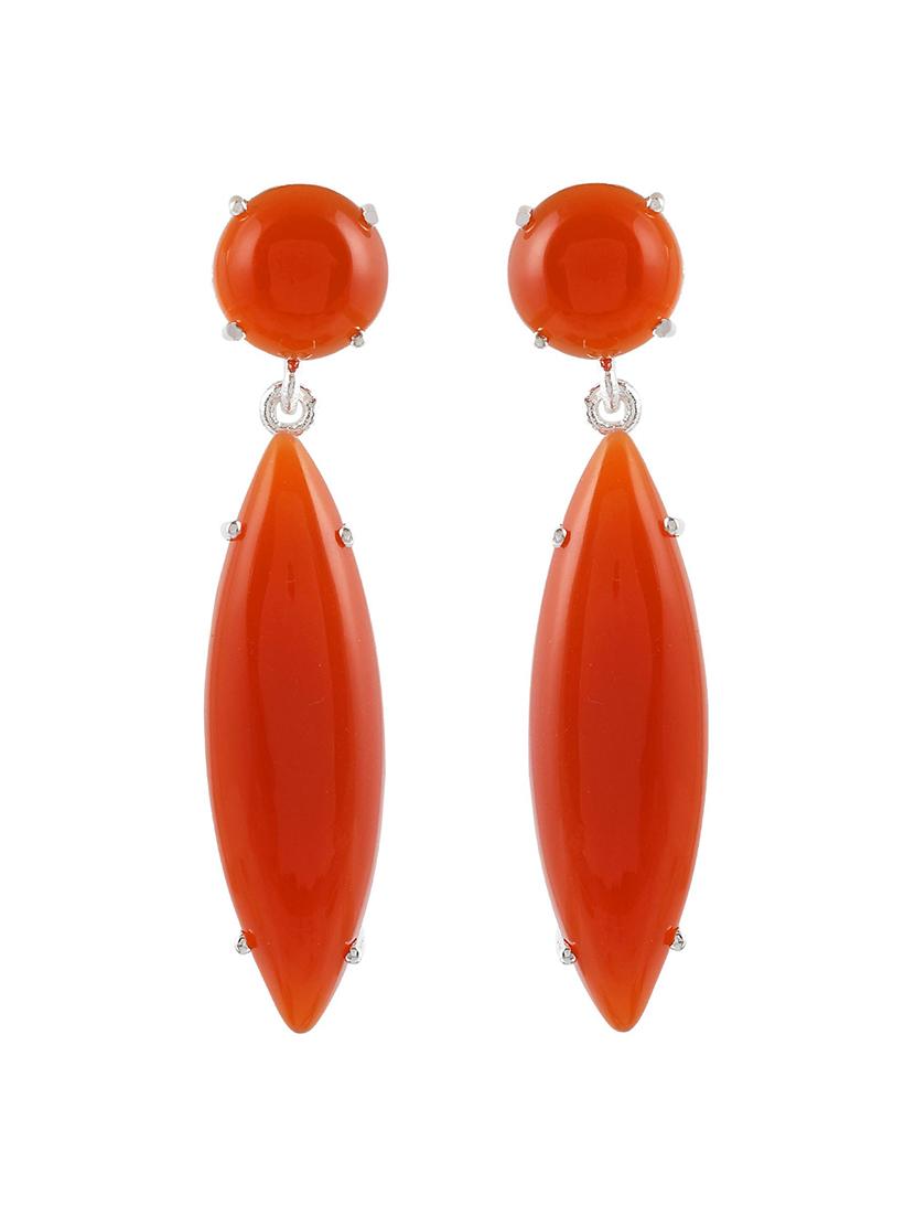 red silver plated drop earring - 19085237 - Standard Image - 2