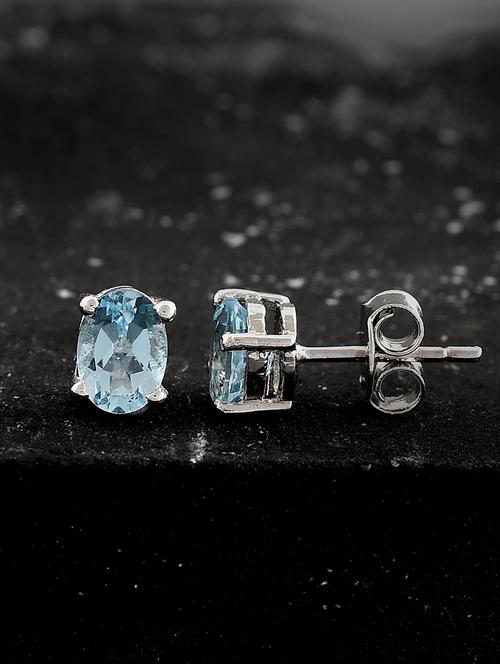 blue silver plated drop earring - 19085238 - Standard Image - 0