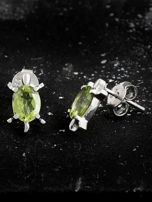 green silver plated drop earring - 19085239 - Standard Image - 0