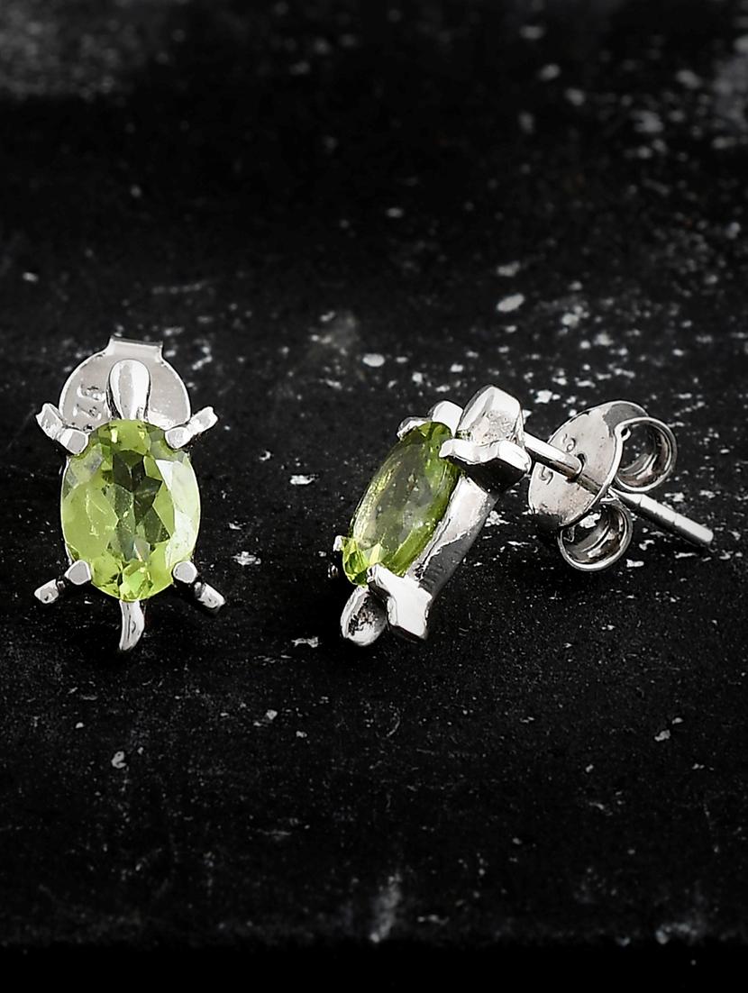 green silver plated drop earring - 19085239 - Zoom Image - 0