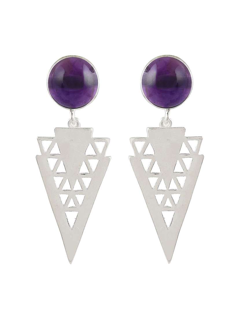  purple silver plated drop earring - 19085241 -  Standard Image - 2