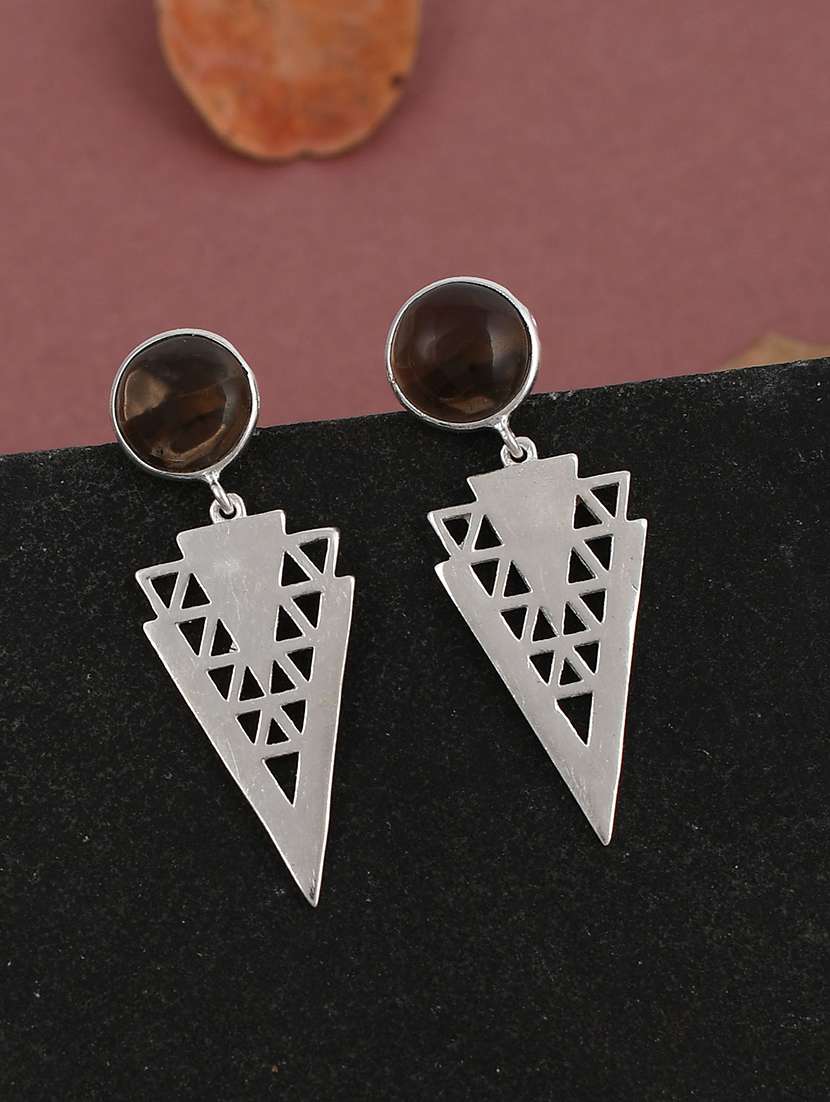  black silver plated drop earring